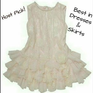 Biscotti NWT Girls Pink & Ivory Lace Embellished Ruffle Dress NEW
